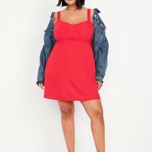 Old Navy bright color red Fit & Flare Crepe Mini Dress